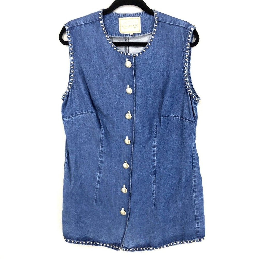 Double D Ranchwear Womens Top Vest Western Jacket Denim Jean Blue Large L